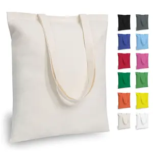 Grosir tas Tote wanita kanvas katun dapat dipakai ulang kustom tas tangan belanja Tote wanita kanvas kosong dengan Logo kustom