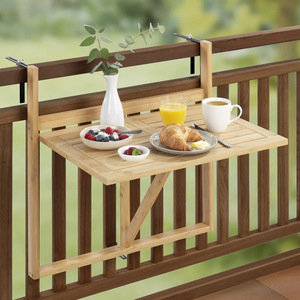Bamboo Balcony Folding <b>Table</b> Rectangular <b>Foldable</b> <b>Outdoor</b> <b>Table</b> With Storage For Home And Garden Use - Product Image 3