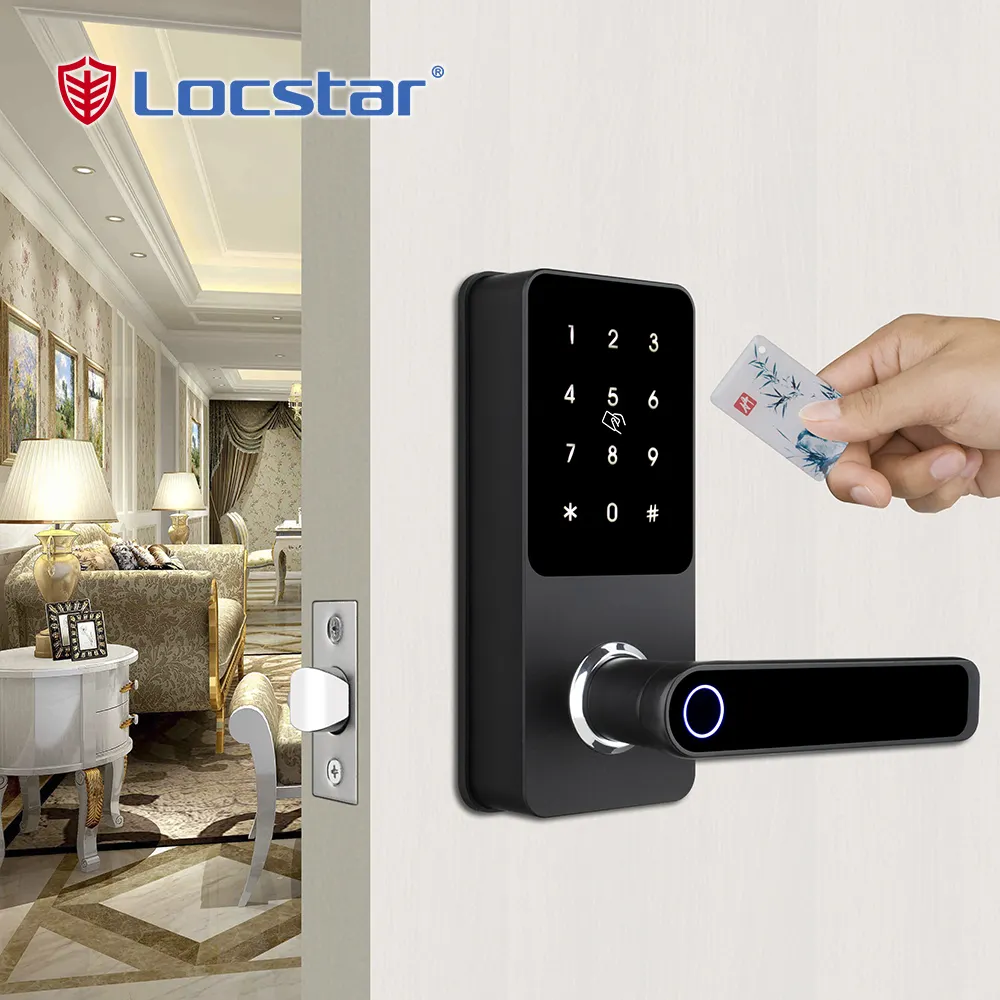 Smart Card Single Latch Touch Screen Keypad Password Fingerprint Keyless Wifi Home Door Smart Lock