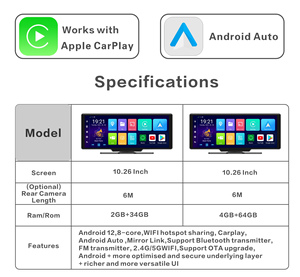 เครื่องเล่นติดรถยนต์ระบบแอนดรอยด์<span class=keywords><strong>4</strong></span> + 64GB ระบบแอนดรอยด์12 Wi-Fi และระบบนำทาง <span class=keywords><strong>GPS</strong></span> อัตโนมัติ10.26นิ้ว - Product Image 3