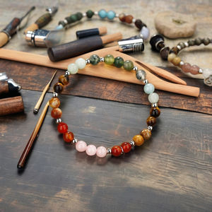 Pulsera de piedra del zodiaco de las mujeres americanas europeas con amatista lapislázuli cuentas de cobre colgante de acero inoxidable Material de cristal - Product Image 2