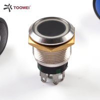 Toowei Interrupteur à bouton-poussoir à double pôle en acier inoxydable de 19mm