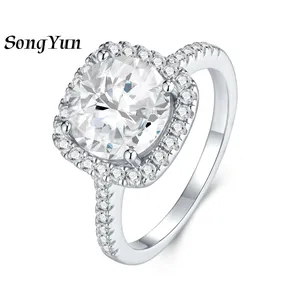 Anello di Lusso SONGYUN in Argento Sterling 925 con Diamante Moissanite, Anello da Cerimonia per Moglie, Placcato Oro 18K, Brevetto SYT, Anelli Raffinati - Product Image 1