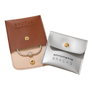 Bolsa de cuero PU mini con logotipo personalizado al por mayor, superventas, tipo sobre con cierre a presión, para embalaje de joyas y regalos, con tapa abatible - Product Image 1