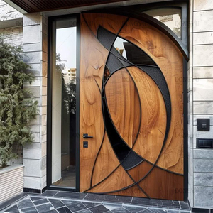 Portes d'entrée principales en bois massif de style américain contemporain pour maison, portes extérieures en bois modernes pour maison - Product Image 6