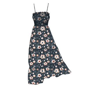 Vestido Hawaiano Personalizado OEM para Mujer, con Estampado, Tirantes Finos, Estilo Smocked, sin Tirantes, Vestido de Vacaciones para Chicas - Product Image 3