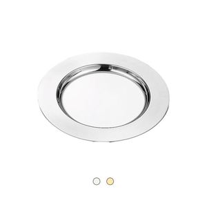 Plato Redondo de Acero Inoxidable Plateado para Comida, con Logotipo Personalizado, para Bodas y Cenas - Product Image 1