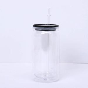 Gobelet Mason de 16 oz à double paroi, sans BPA, en plastique enduit, avec paille intégrée, pour le camping et la salle de sport, écologique, de qualité alimentaire et robuste - Product Image 2