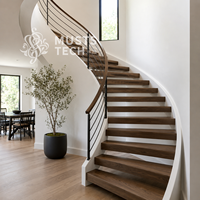 Escalier Courbé Sur Mesure de Luxe Moderne et Artistique, Fabrication Directe Usine