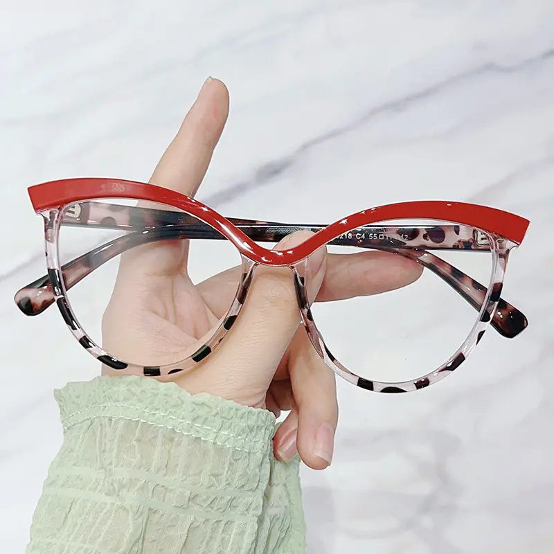 Женские оптические очки в виде кошачьего глаза, 2024 Дизайн Tr90, Антибликовая оправа для очков с синим светом, прозрачное стекло