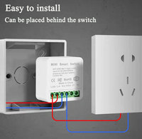Interrupteur intelligent Wi-Fi mini 16A, prend en charge la commande bidirectionnelle, module d'automatisation de la maison intelligente, compatible avec l'application Smart Life Alexa Google Home, interrupteur mural