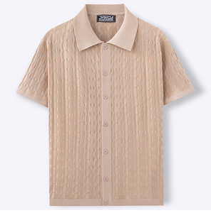 Mùa Hè Ngắn Tay Áo của nam giới Đan Áo sơ mi nam giản dị nút lên Cardigan <span class=keywords><strong>polo</strong></span> Áo sơ mi - Product Image 5