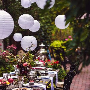 Lanterne circulaire en coton blanc la plus vendue pour décorations de mariage, artisanat d'extérieur, peinture et coloriage DIY pour enfants - Product Image 4