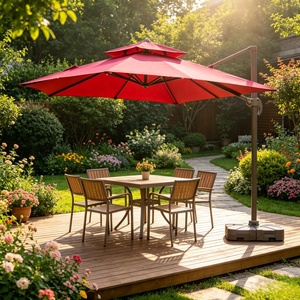 Parasol cantilever 360 °   Parasol d'extérieur rotatif avec manivelle pour <span class=keywords><strong>jardin</strong></span>, cour, terrasse, bord de piscine - Product Image 1