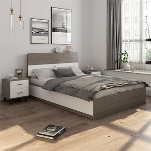 Modern Hotel Bedroom Furniture Set, Durable Wood <b>Storage</b> Bed Frame with Headboard, Eco-Friendly Commercial Apartment Suite, Low - Product Image 4