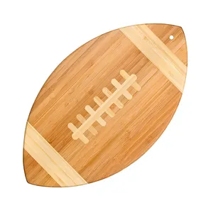 Planche à découper en bambou Extra-Large en forme de Rugby, planche à découper réversible pour la préparation et le service des repas de cuisine