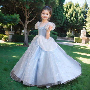 Abito da ballo all'uncinetto per bambine, modello Principessa, 2025 Nuovo Blu, Costume da Principessa <span class=keywords><strong>Elsa</strong></span>, per il primo compleanno, con maniche a sbuffo - Product Image 3