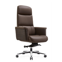 Chaise de bureau ergonomique de luxe en cuir à dossier haut, pivotante, moderne, pour direction, personnalisable, vente en gros OEM