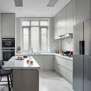 Armoires de cuisine étanches, bricolage automatique, 1 ensemble, laque blanche moderne, personnalisé, CN/GUA