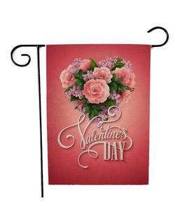 Домашний Декоративный маленький Садовый флаг для влюбленных на День святого Валентина, красная роза, цветок, двухстороннее винтажное украшение для дома, двора - Product Image 6