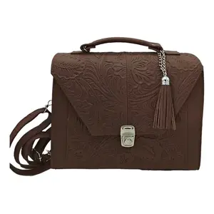 Bolso de Viaje Fana de Cuero Vacuno con Estampado Floral, Cierre de Broche y Asa Superior, para Mujer Adulta - Product Image 1