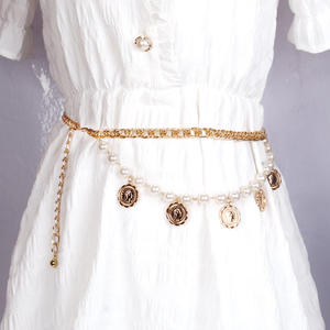 Cadena de cintura con colgante de moneda estilo retró y perlas de imitación, accesorio de moda para mujer, estilo hip hop, para fiesta - Product Image 3