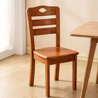 Chaise de salle à manger en bois massif de caoutchouc, chaise d'appoint moderne en bois avec dossier creux et pieds en bois massif pour la maison et les restaurants