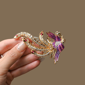 2025 새로운 국가 패션 럭셔리 블루 피닉스 브로치 치파오 울 코트 파티 선물을위한 비싼 경합금 코사지 - Product Image 4