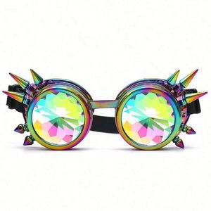 Gafas de Sol Coloridas con Remaches, Estilo Steampunk, para Hombres y Mujeres, con Logotipo Personalizado, al por Mayor, para Festivales, Cosplay, Fiestas, Gafas Caleidoscopio - Product Image 2