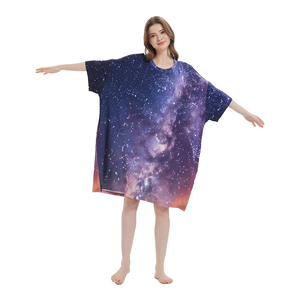 Transpirable Impresión suave Tallas grandes Vestido <span class=keywords><strong>de</strong></span> Casa <span class=keywords><strong>de</strong></span> gran tamaño Camiseta Verano Pijamas largos sueltos Camiseta <span class=keywords><strong>de</strong></span> dormir para niñas - Product Image 4