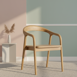 Silla de Comedor de Madera con Respaldo Curvo, Estilo Nórdico Moderno y Minimalista, Silla de Madera Maciza para Comedor, Estudio o Ocio, Modelo P0069 - Product Image 1