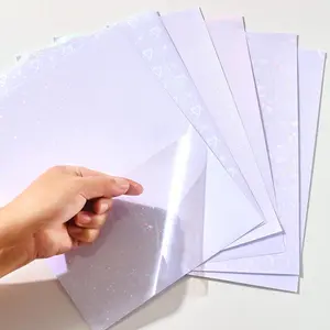 A3 A4 Waterdicht Helder Glossy Glitter Holografische Laminaatvellen Bedrukbaar Vinyl Stickerpapier Voor Inkjetprinter