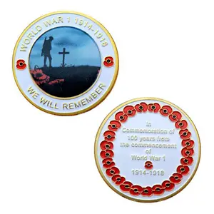 factory directly collective poppy Enamel Coin gold coin We will remember gold coin