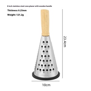 Stainless Steel 3-Sided Kitchen Grater Cheese Veggie Spiralizer Cheese Slicer Cucumber Slicer with Wood Handle - Product Image 5