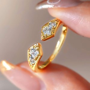 Open Style <b>Ring</b> 18K <b>Gold</b> Plated Minimalist Jewelry Paved Zircon Cobra Head Design <b>Rings</b> for Women - Product Image 5