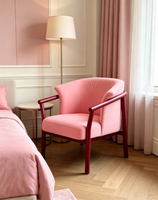 Fauteuil simple rose nordique en tissu confortable pour hôtel à thème, chambre d'enfant, appartement, zone de réception