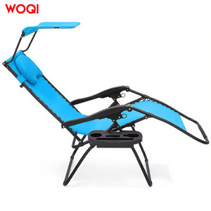 Fauteuil inclinable pliable d'extérieur Woqi, bleu ciel, en acier carbone, pour jardin, camping, chaise de loisirs portable avec porte-gobelet - Product Image 5