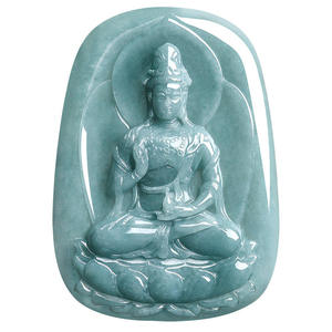หยกธรรมชาติพระโพธิสัตว์อวโลกิเตศวาระจี้หยกน้ำเงินหยกชนิดน้ำสีฟ้าสไตล์จีน UNISEX ดีไซน์ดั้งเดิม E040 - Product Image 5