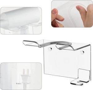 Estantes de montaje en pared para secador de pelo, soporte de acrílico para secador de pelo, estante de almacenamiento multifuncional para baño, organizador con - Product Image 5