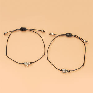 2 pcs/set Cartão Promessa Pinky Melhores Amigos Elefante Pulseiras para Mulheres Homens Personalizar Handmade Red Thread Pulseira - Product Image 5