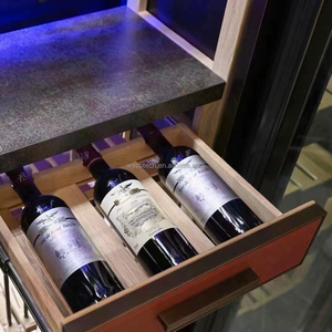 Cave à vin en acier inoxydable et bois avec contrôle de température 5~20°C, garniture en cuir et rangement en bois - Product Image 4