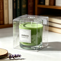Boîte d'emballage transparente en PET biodégradable pour bougies parfumées et cadeaux artisanaux, design pliable personnalisable avec logo imprimé