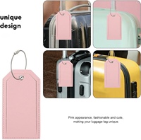 Étiquette de bagage vierge en cuir PU avec boucle dorée, cordon métallique, porte-cartes d'embarquement et de données d'identité, et étiquette d'adresse pour la confidentialité des bagages