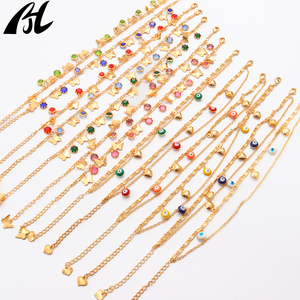 Haute qualité réglable en métal or pied chaîne bohême bracelets de cheville <span class=keywords><strong>Bracelet</strong></span> avec cristal papillon et diable oeil en vrac bijoux en laiton - Product Image 4