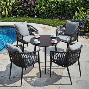 Juegos de Muebles de Jardín Negros de 4 Plazas Listos para Enviar, para Cafetería, Restaurante, <span class=keywords><strong>Bistro</strong></span>, Patio Exterior, Mesa Redonda y Cuadrada, Sillas, Muebles en Oferta - Product Image 1