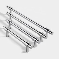 Ensemble de poignées de meuble en laiton chromé argenté poli pour armoire de cuisine, poignée de tiroir allongée moderne et minimaliste pour armoire