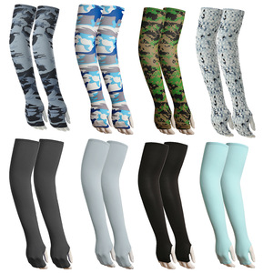 Protective Arm Sleeves Ice Silk Sun Protection Five Finger Gloves For Men Women Outdoor Use Camouflage Print Adult Size - Product Image 4