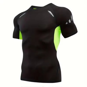 Design personalizzato Tshirt ad asciugatura rapida per gli uomini all'ingrosso elastico Fitness camicie da corsa <span class=keywords><strong>Skinny</strong></span> compressione uomo Tshirt alta qualità - Product Image 2