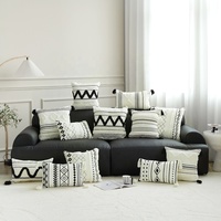 Housses de Coussin Lavables Touffues Bohème Marocain Nordique 45x45cm, Couvre-Oreiller Décoratif avec Pompon pour Canapé Décoration Maison
