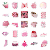 Lot de 52 autocollants décoratifs pour ordinateur portable, imperméables, roses mats, mignons, en vinyle découpé, pour filles